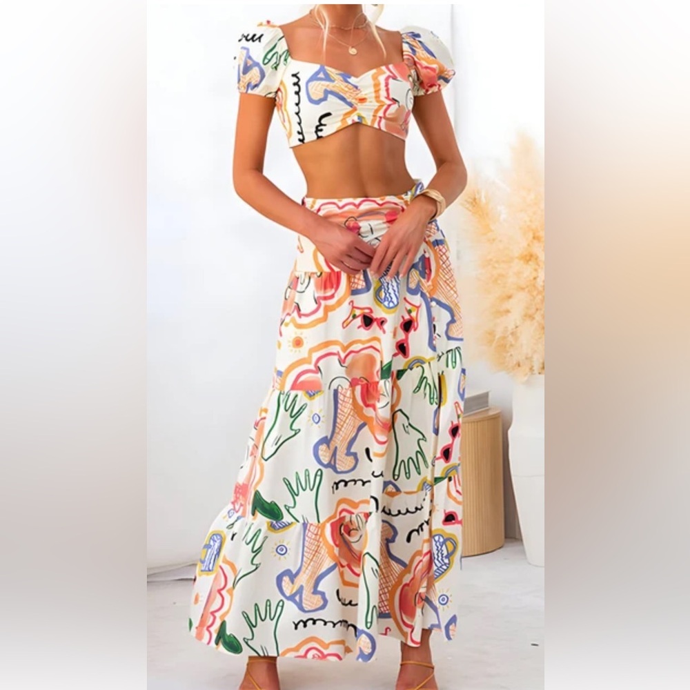 Tropical & Festive  2-Piece Skirt Set  NWOT size L - Picture 8 of 12